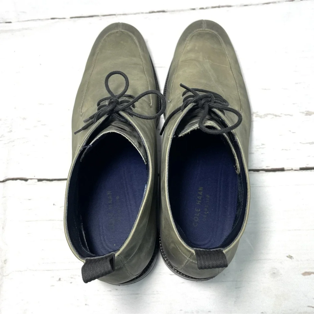 Cole Haan Wagner Boots Men's 13M Gray Chukka Apron Toe Leather Waterproof